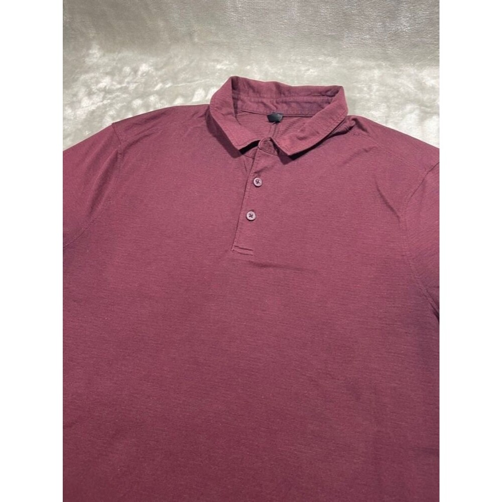Lululemon Polo Shirt Men Large Burgundy Golf Performance Evolution Short Sleeve